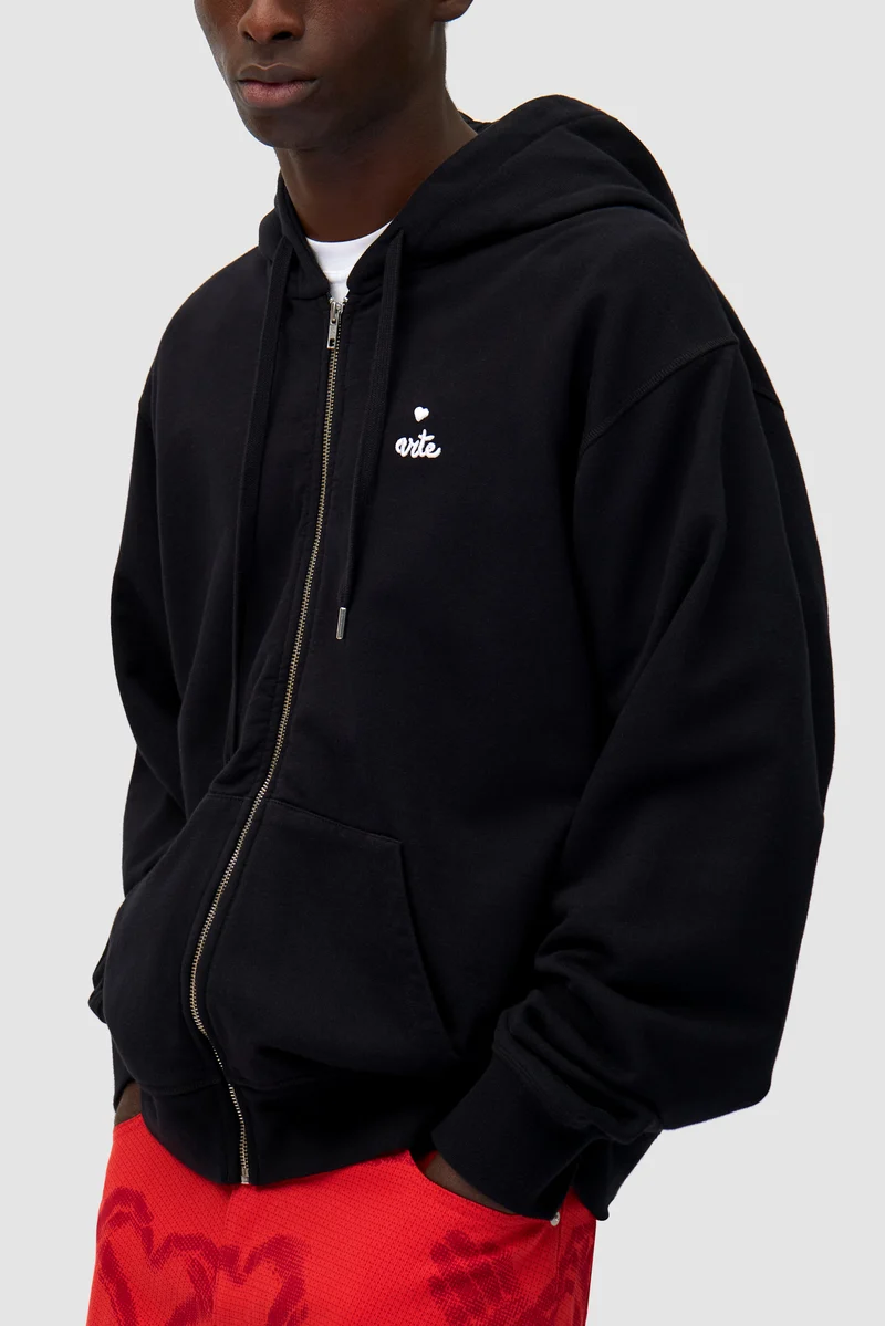 Sweat à capuche zippé Heart - Noir