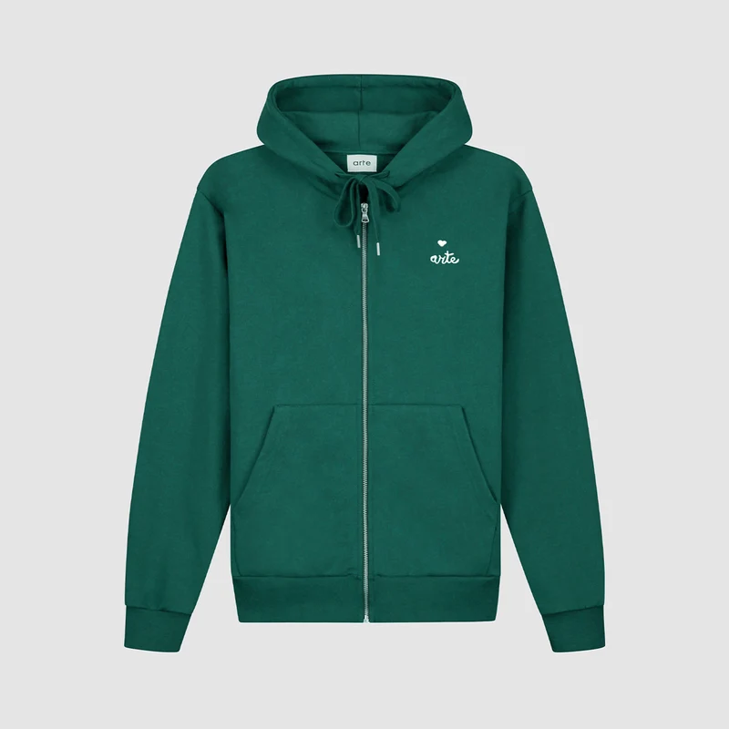 Sweat à capuche zippé Heart - Vert