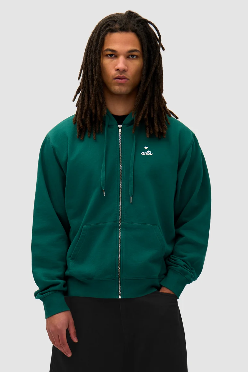 Sweat à capuche zippé Heart - Vert