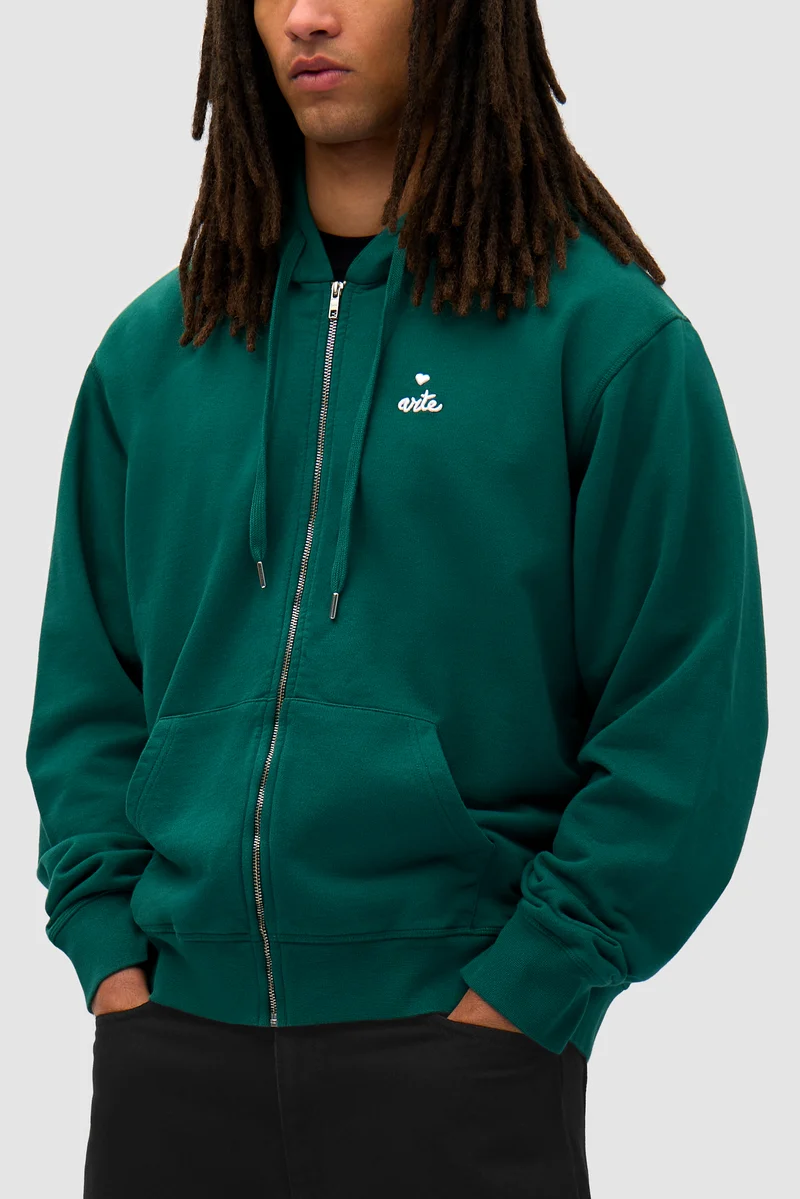 Sweat à capuche zippé Heart - Vert
