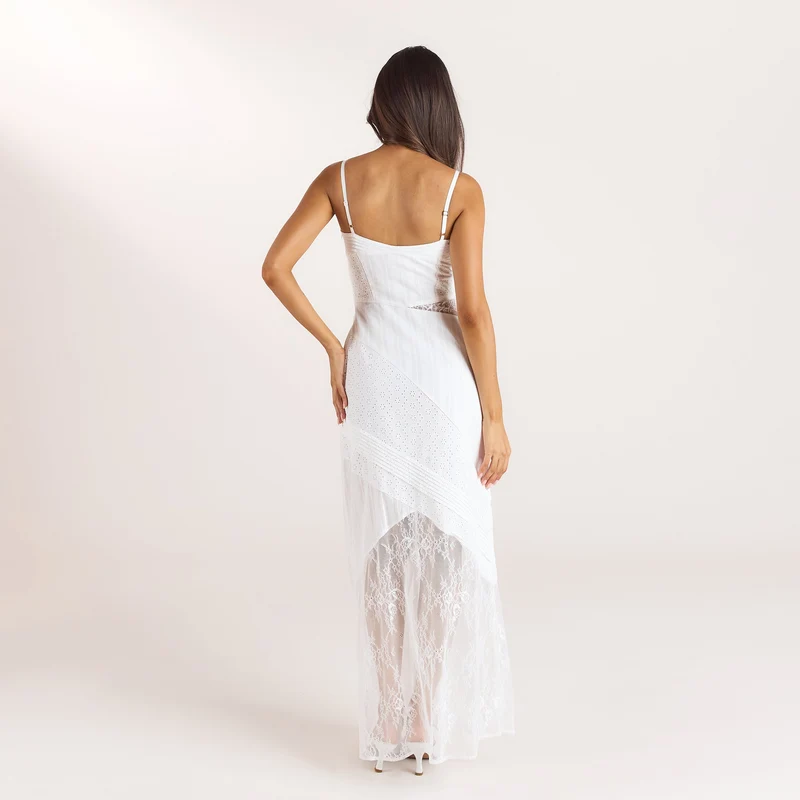 Robe Maxi en Broderie - Blanc