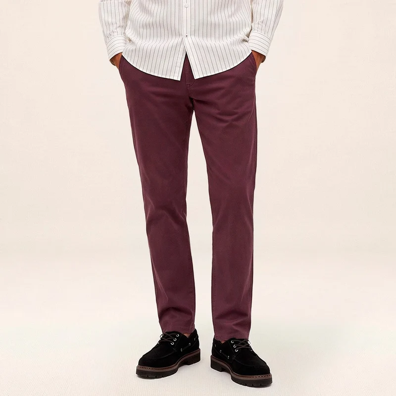 Pantalon coupe confort coton stretch rouge 702