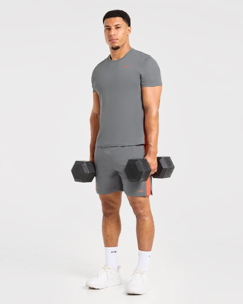 Active Shorts - Charcoal/Orange