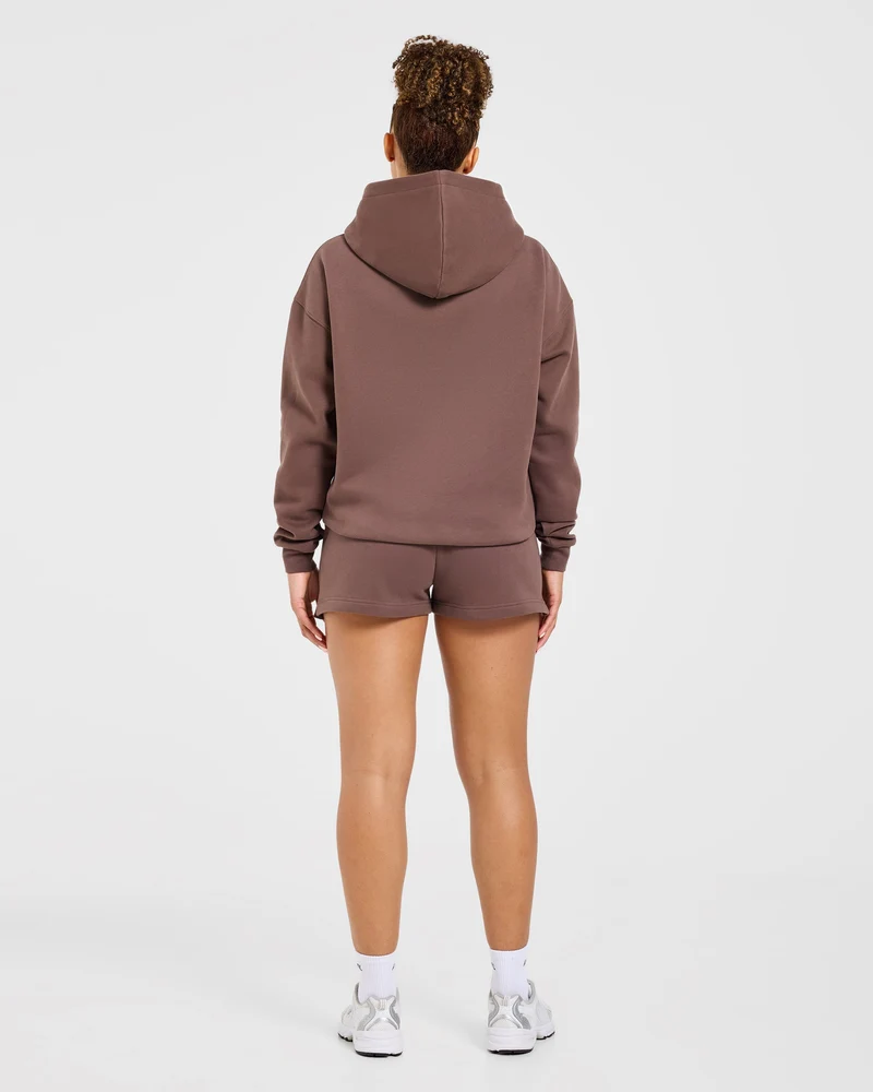 Varsity Applique Oversized Shorts - Marron