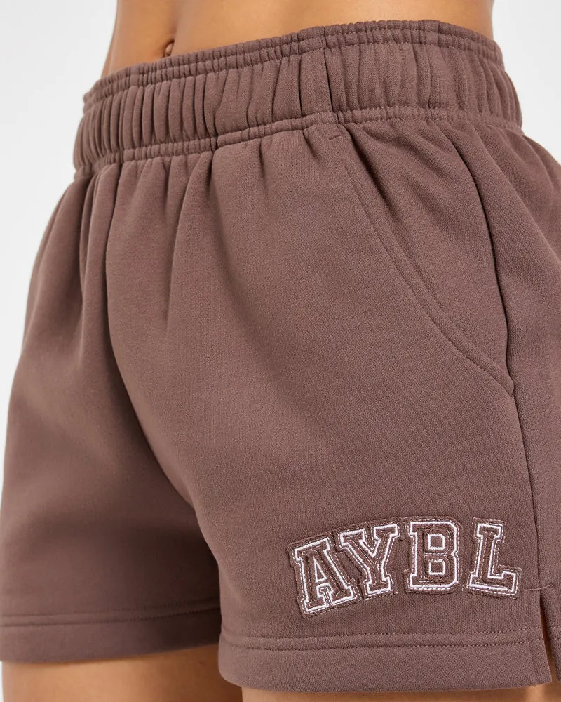 Varsity Applique Oversized Shorts - Marron