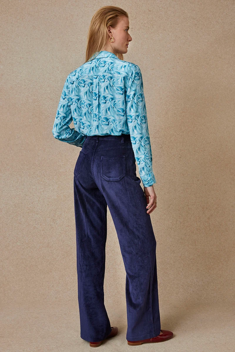 Pantalon Idéaliste en velours Bleu Nuit