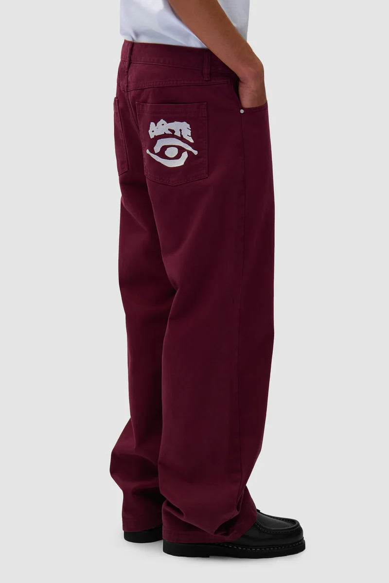 Pantalon graphique à poche arrière - Bordeaux