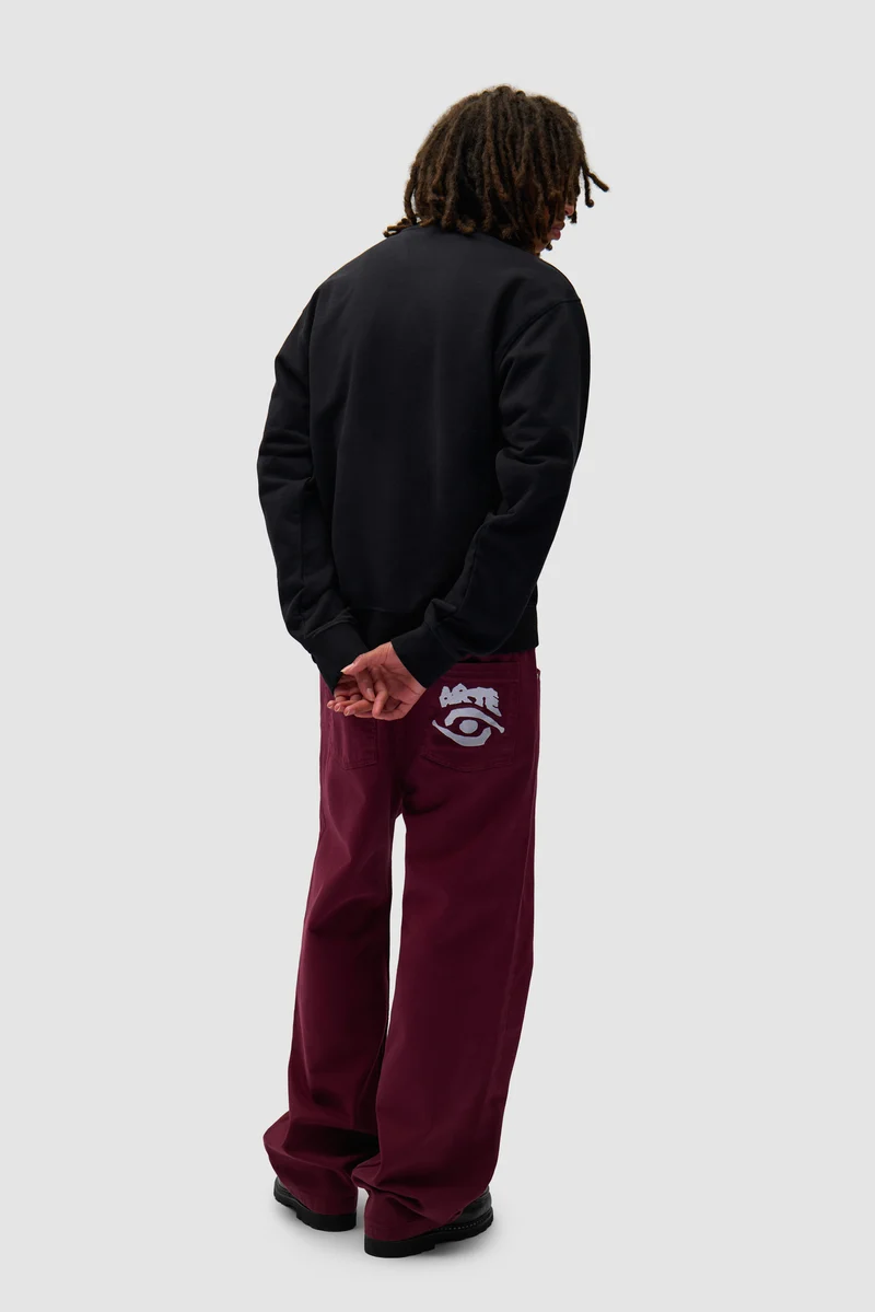 Pantalon graphique à poche arrière - Bordeaux