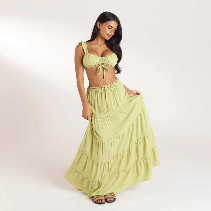 Brassière avec Fronces (Ensemble) - Citron Vert