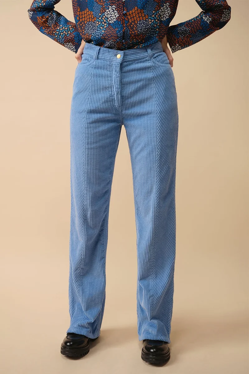 Pantalon Idéaliste en velours Bleu Croisière