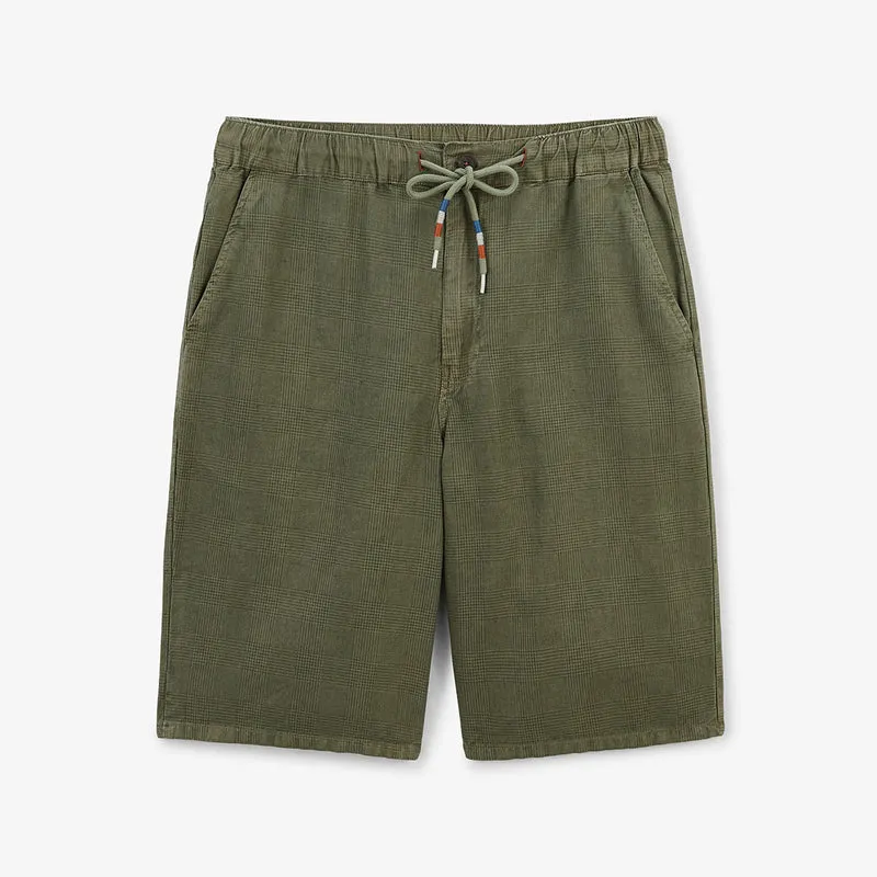 Bermuda 557 en lin et coton coupe ample vert olive