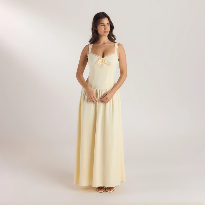 Robe Maxi Taille Basse - Jaune Citron