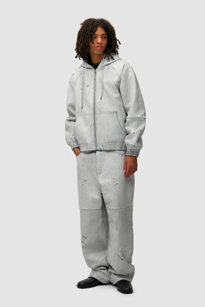 Pantalon en cuir craquelé - Blanc