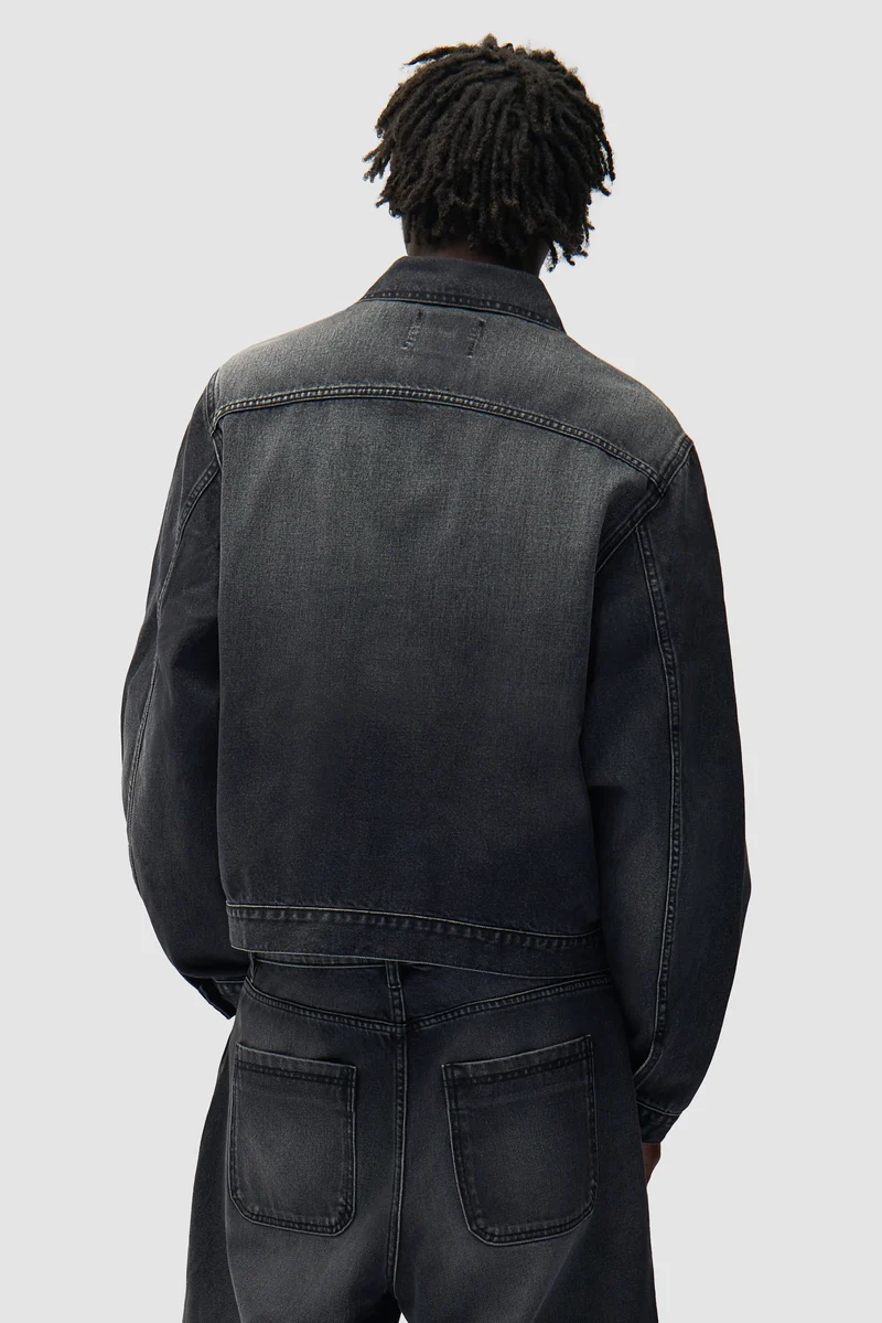 Veste en jean à poches plissées - Noir délavé