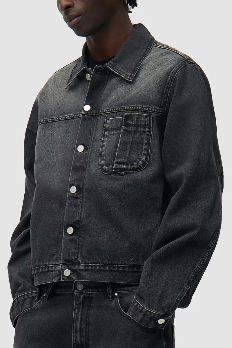 Veste en jean à poches plissées - Noir délavé
