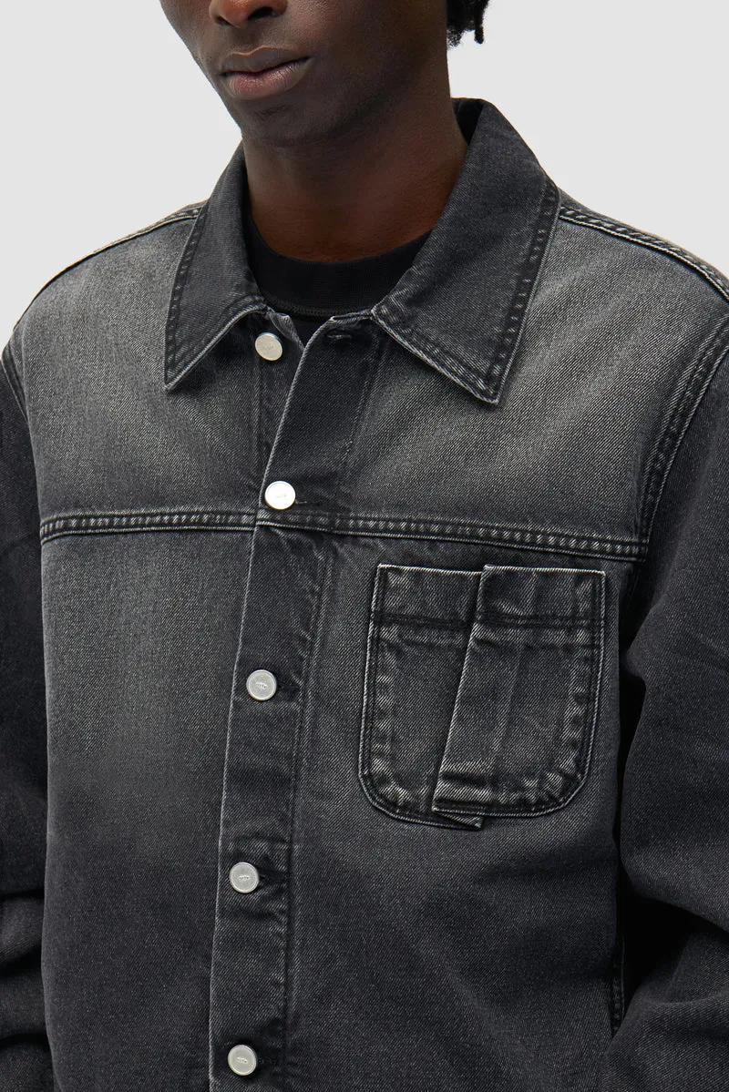 Veste en jean à poches plissées - Noir délavé