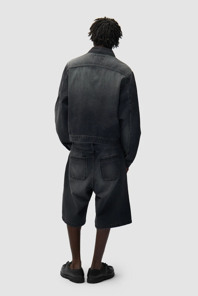 Short en denim à poches rondes - Noir délavé