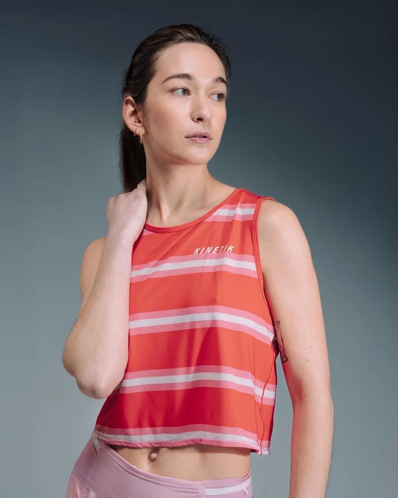 MAVRIK CROP TOP RED CREAM STRIPE