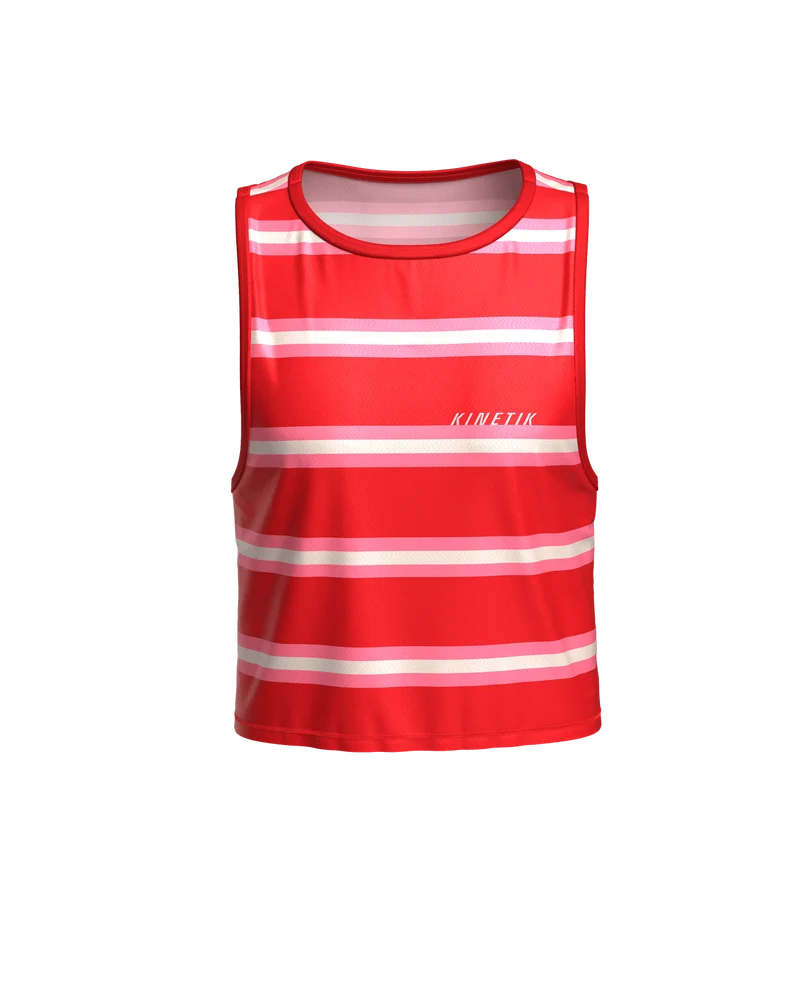 MAVRIK CROP TOP RED CREAM STRIPE