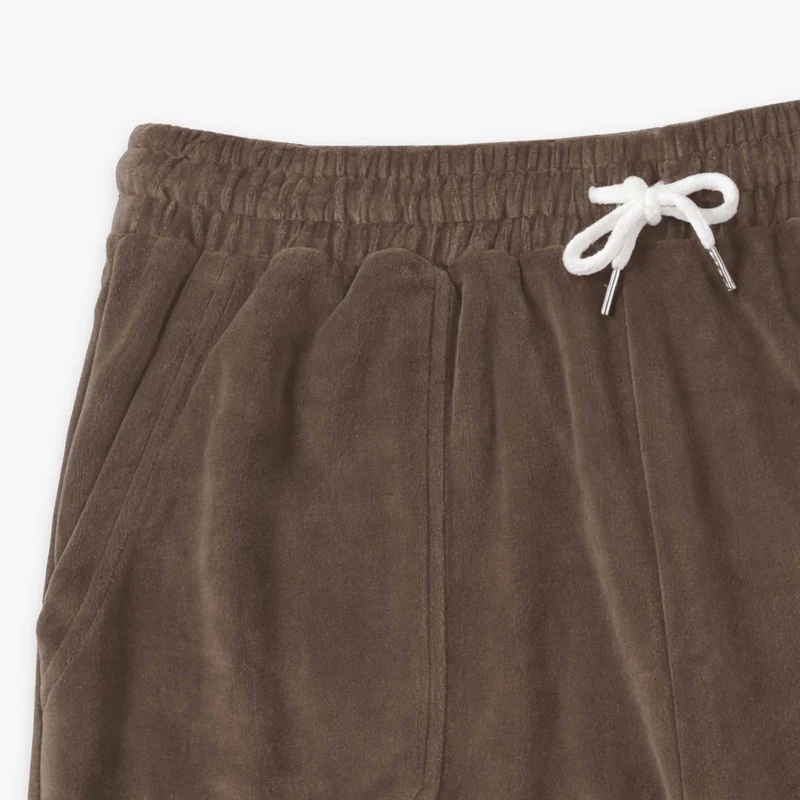 Bermuda en éponge avec taille élastiquée marron argile