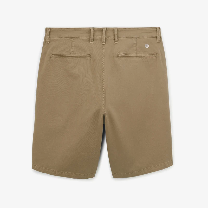 Bermuda 200 coupe droite en coton stretch beige