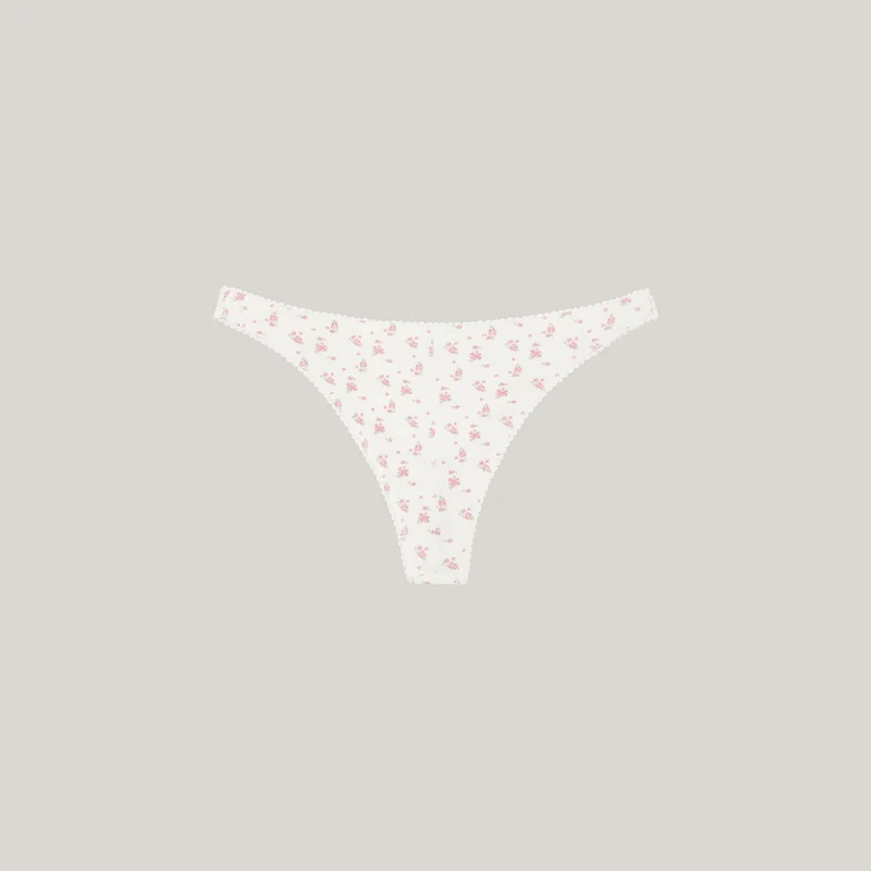 Culotte Brésilienne en Pointelle - Ivoire Floral