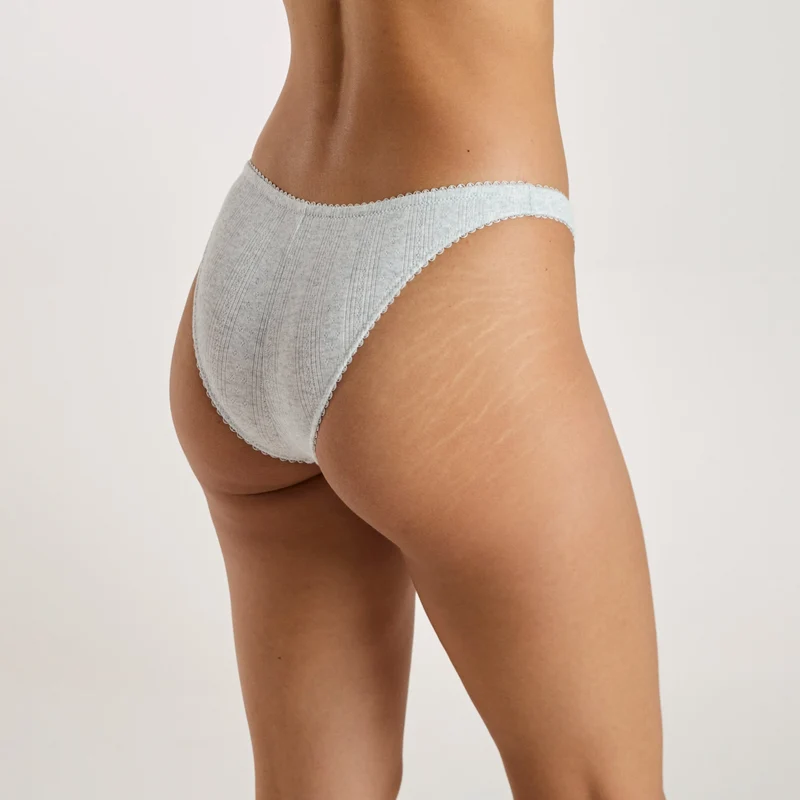 Culotte Brésilienne en Pointelle - Gris Chiné