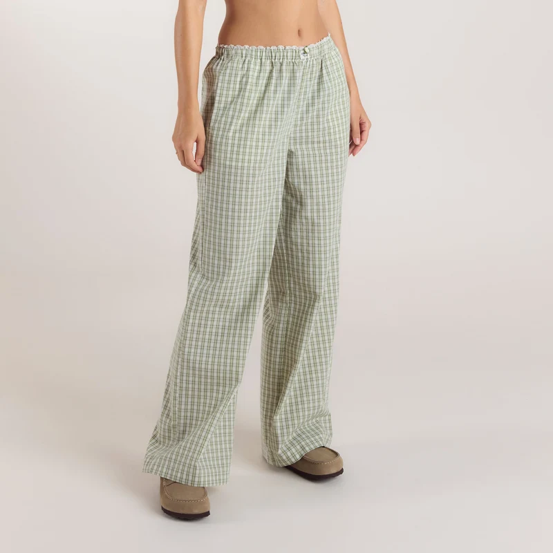 Pantalon en Coton à Carreaux - Vert