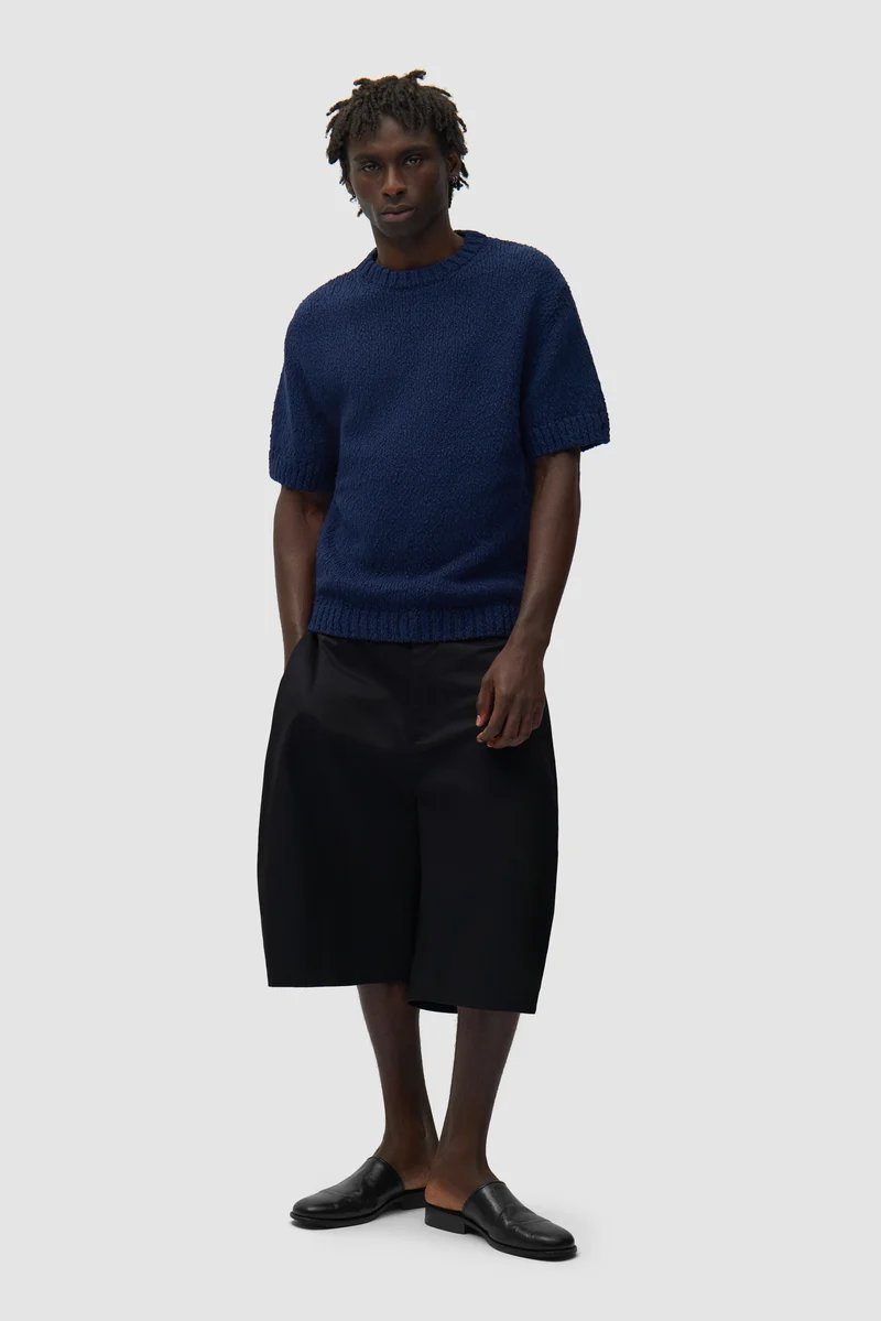 T-shirt en maille avec motif graphique au dos - Bleu marine