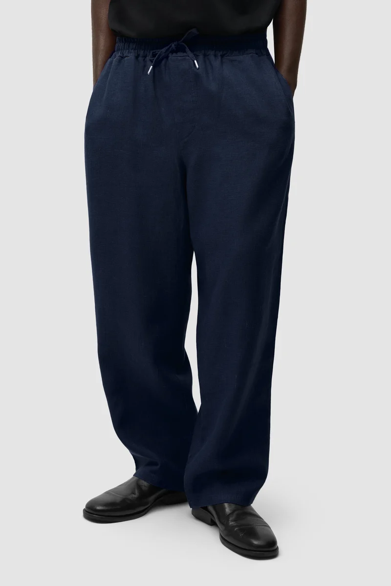 Pantalon en lin - Bleu marine