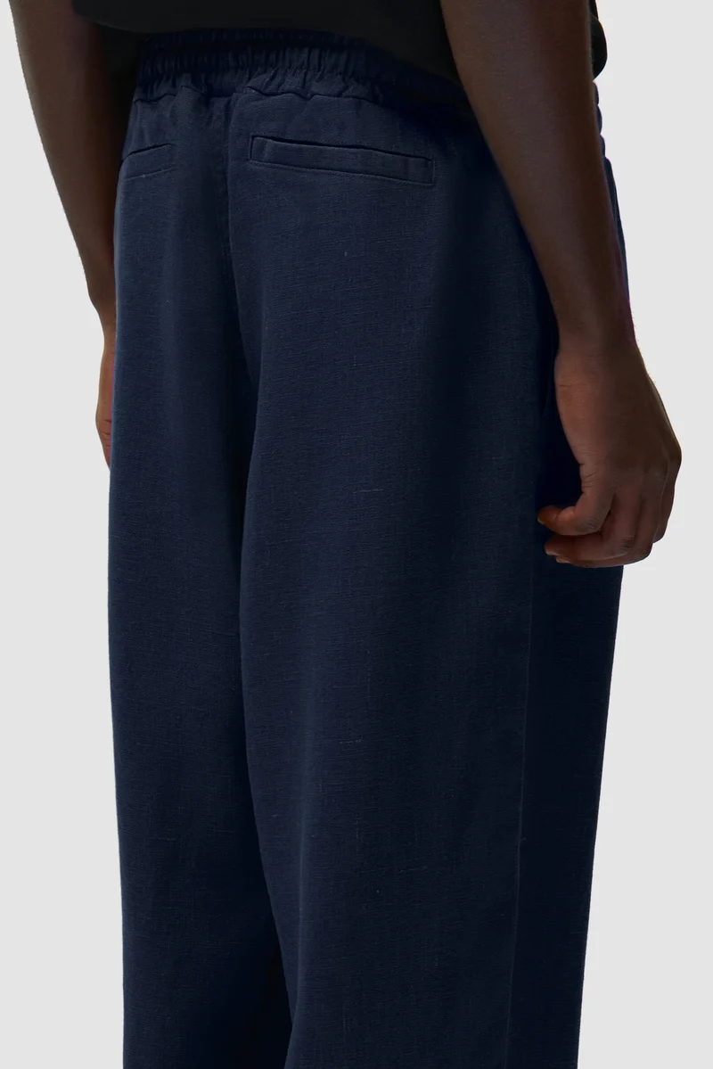 Pantalon en lin - Bleu marine