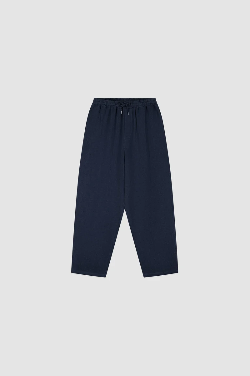 Pantalon en lin - Bleu marine