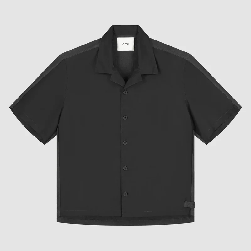 Chemise en lin et nylon - Noir