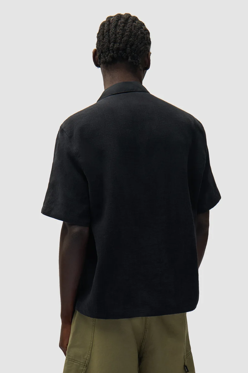 Chemise en lin et nylon - Noir