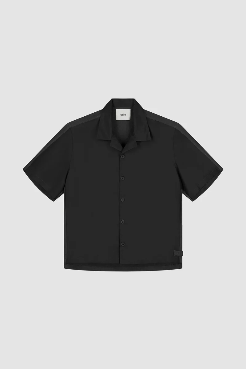 Chemise en lin et nylon - Noir