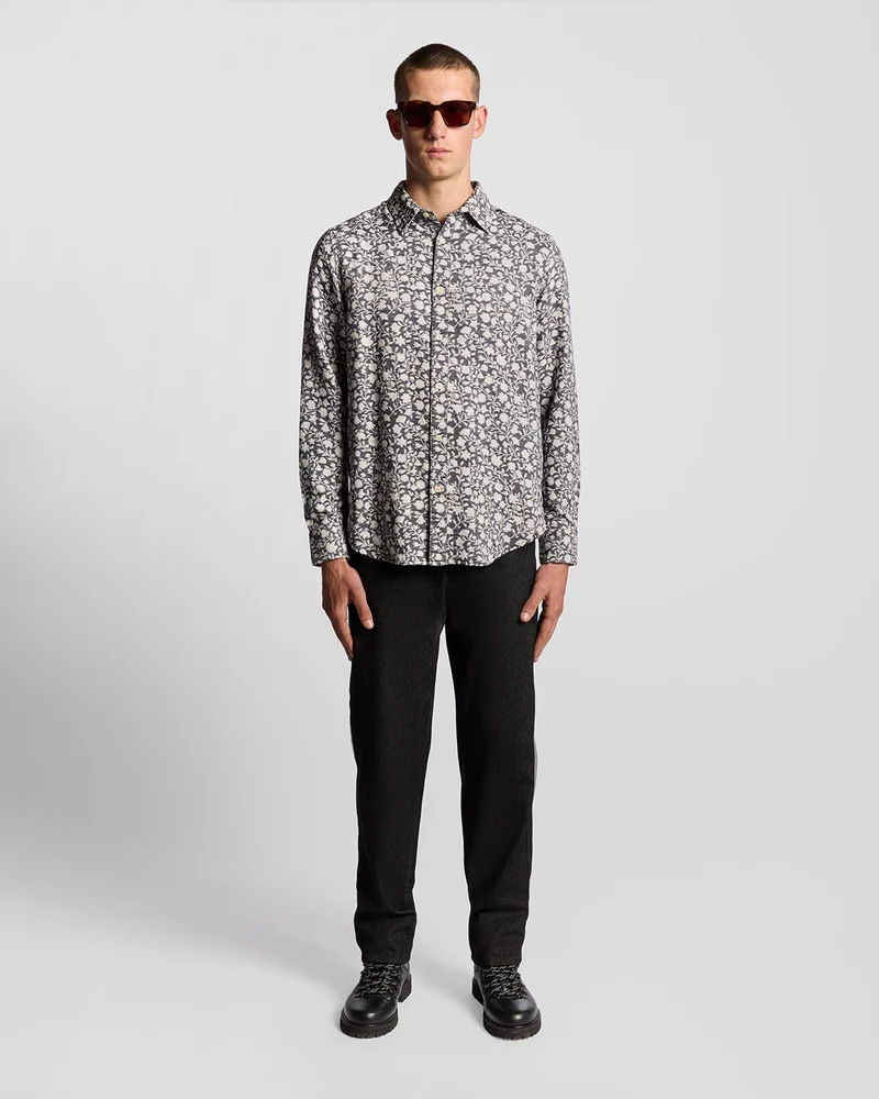 Viscose Blend Floral Jacquard Shirt