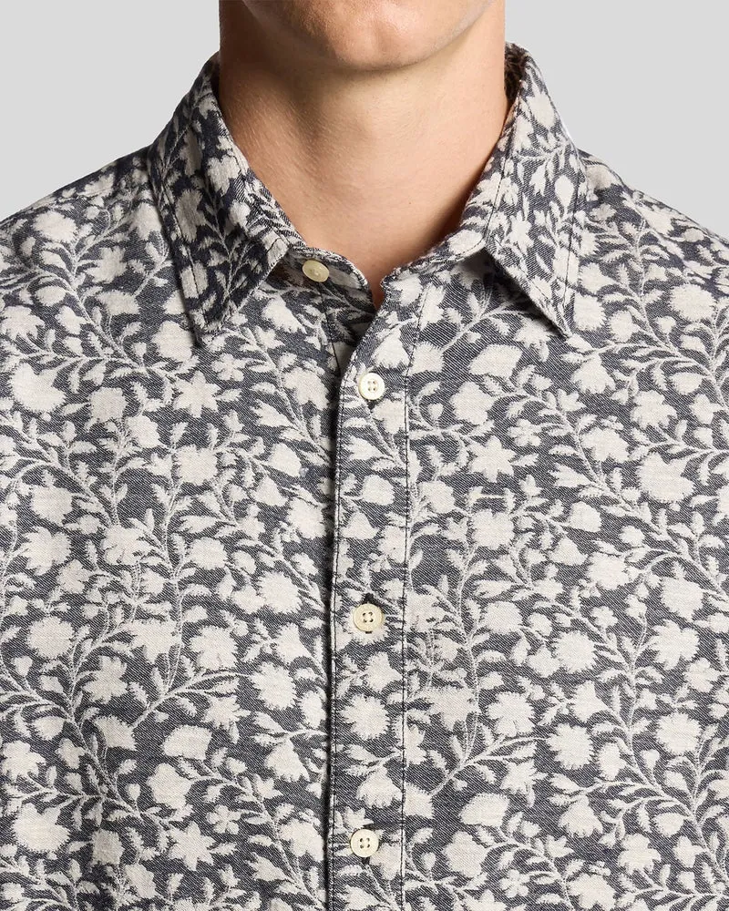 Viscose Blend Floral Jacquard Shirt
