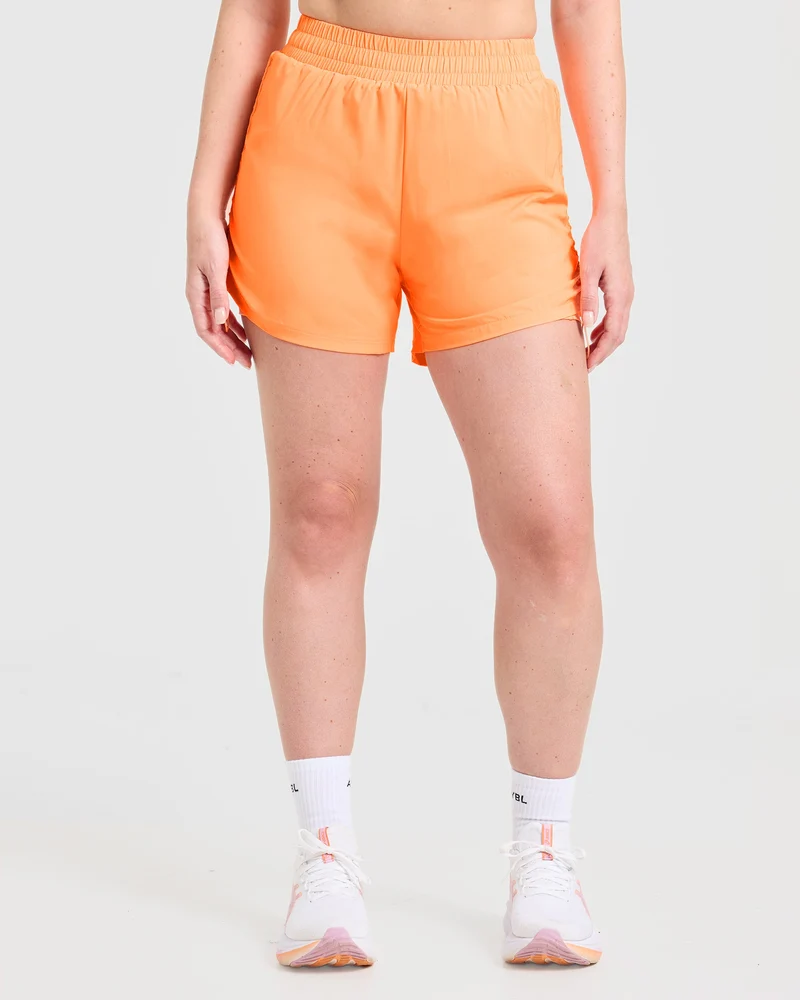 Run Ruched Shorts - Vibrant Apricot