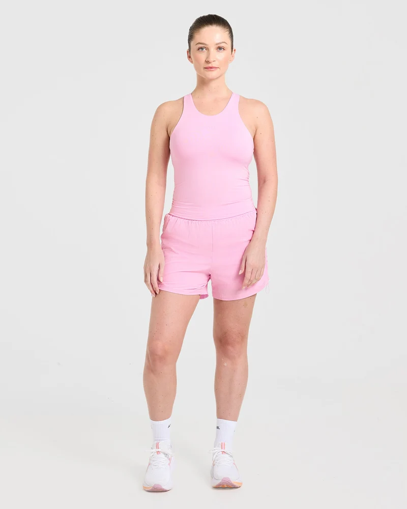 Run Ruched Shorts - Spring Rose