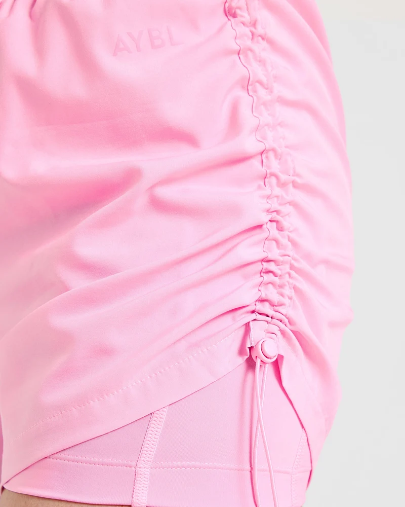 Run Ruched Shorts - Spring Rose