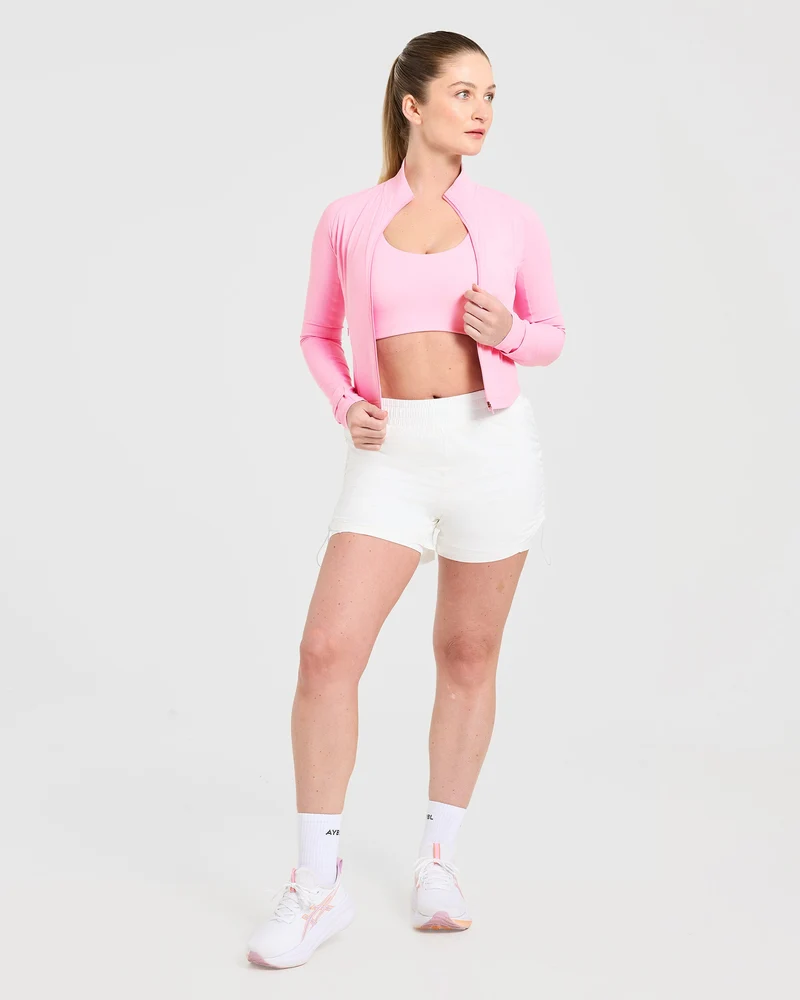 Run Ruched Shorts - Blanc
