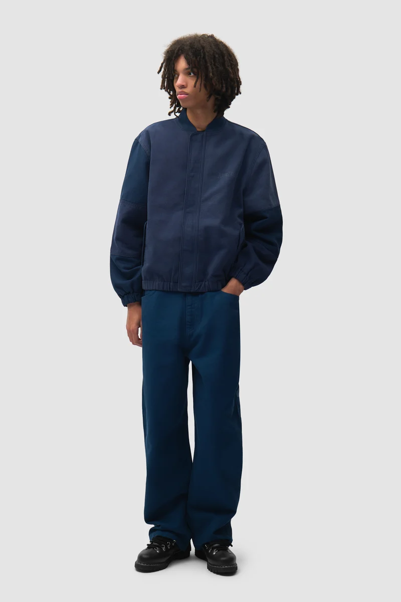 Pantalon en jean à motif sérigraphié - Bleu marine