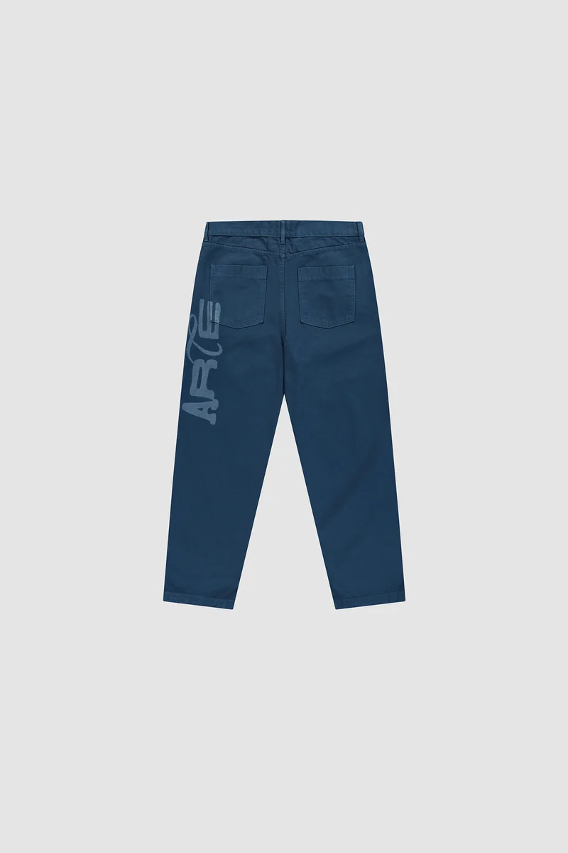 Pantalon en jean à motif sérigraphié - Bleu marine