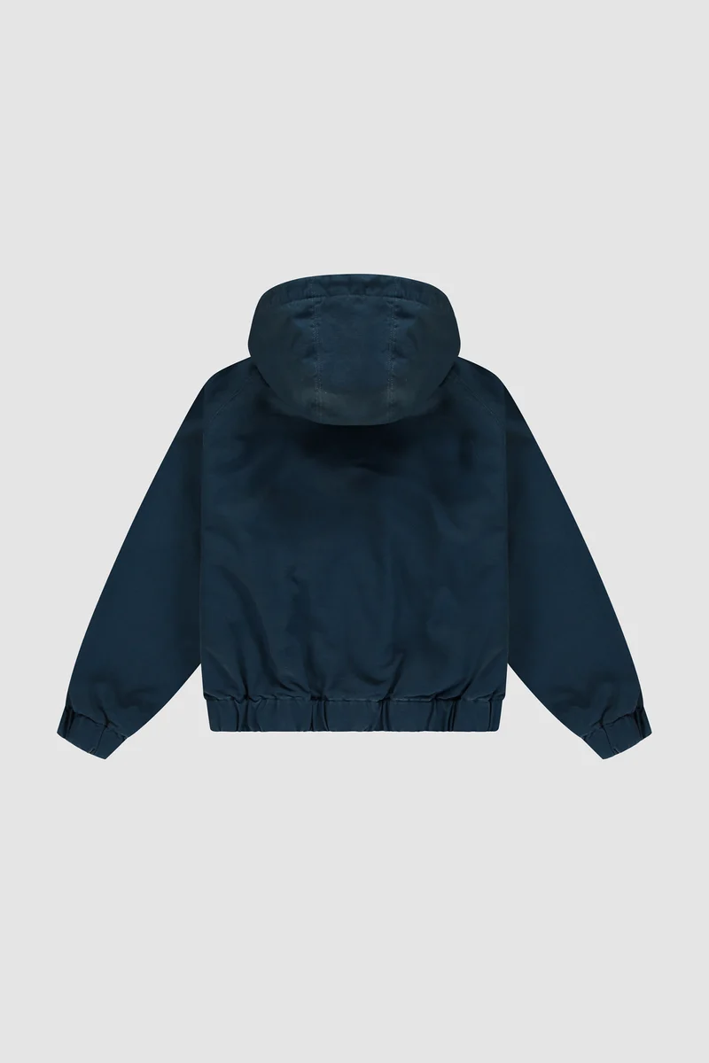 Veste à capuche en toile imprimée au pochoir - Bleu marine