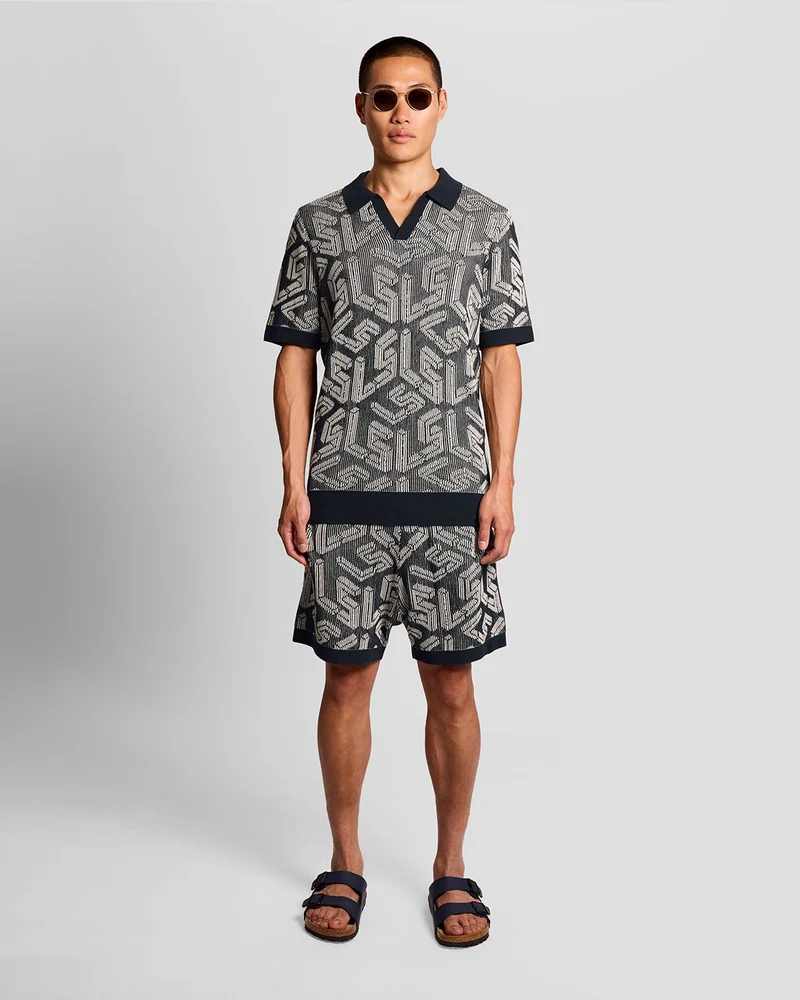 Emblem Ribbed Knitted Polo Shirt