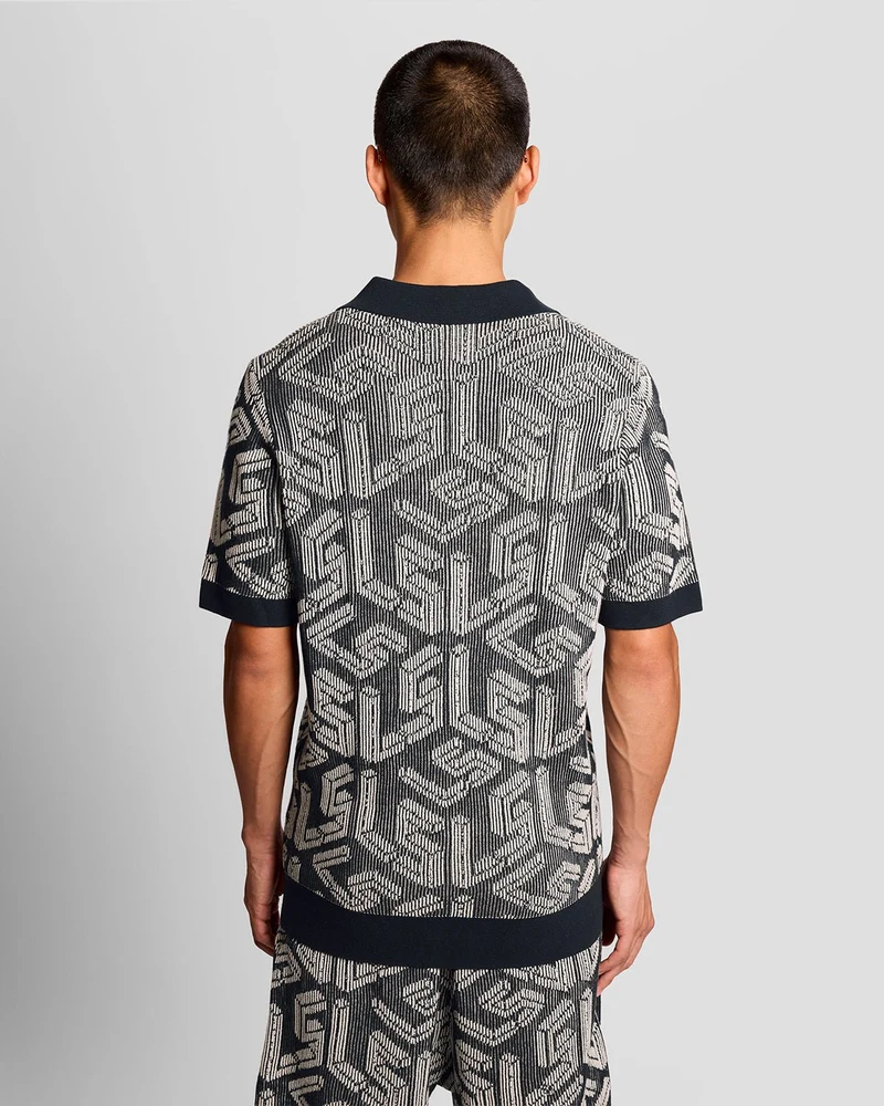 Emblem Ribbed Knitted Polo Shirt