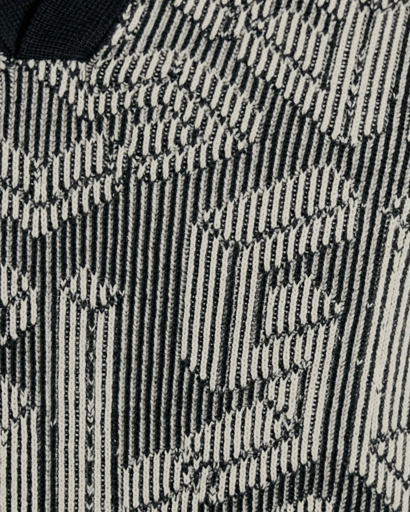 Emblem Ribbed Knitted Polo Shirt