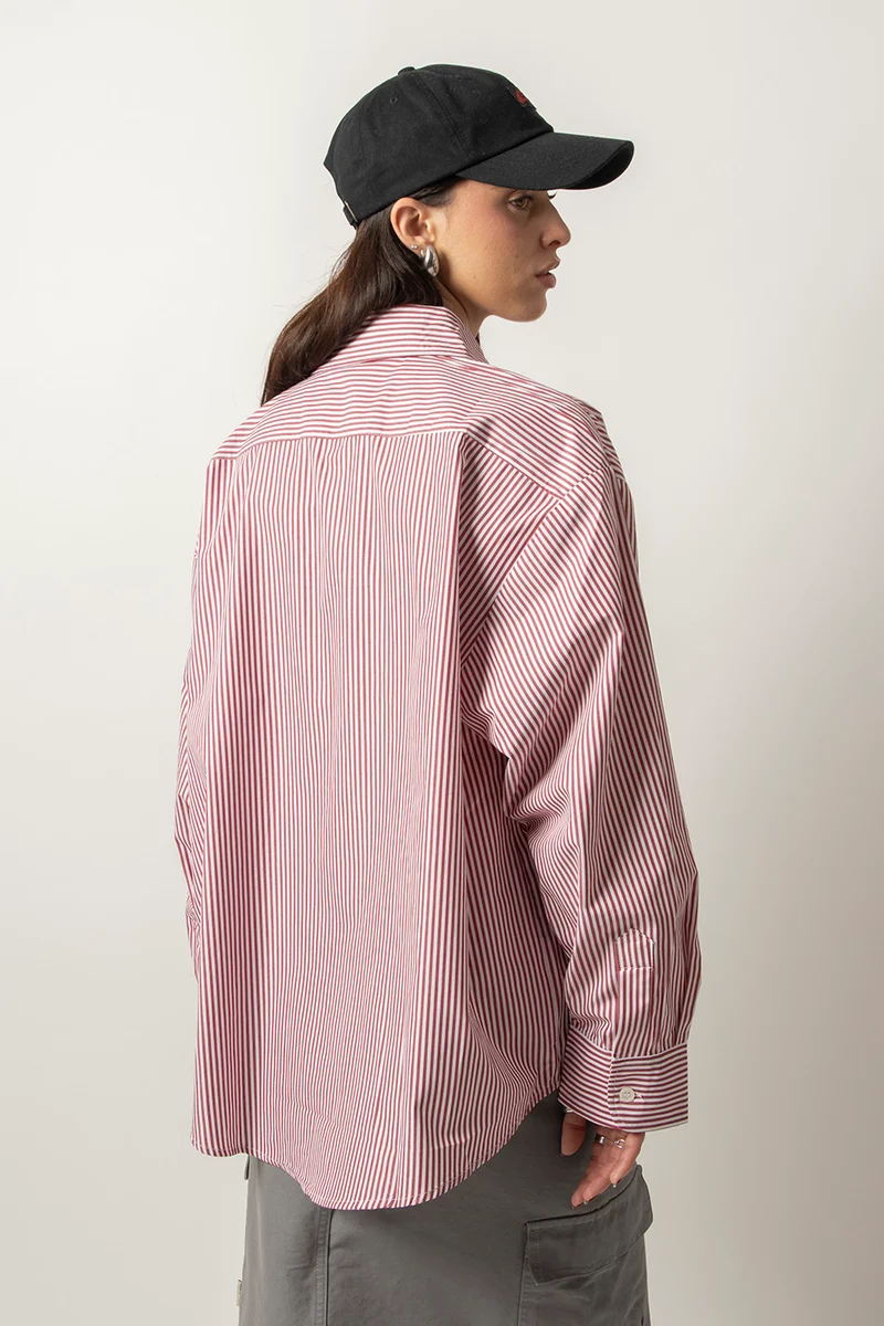 Chemise Stripe Hand Heart Kao Ivoire/Rouge