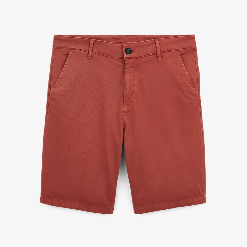 Bermuda 200 coupe droite en coton stretch orange rouille