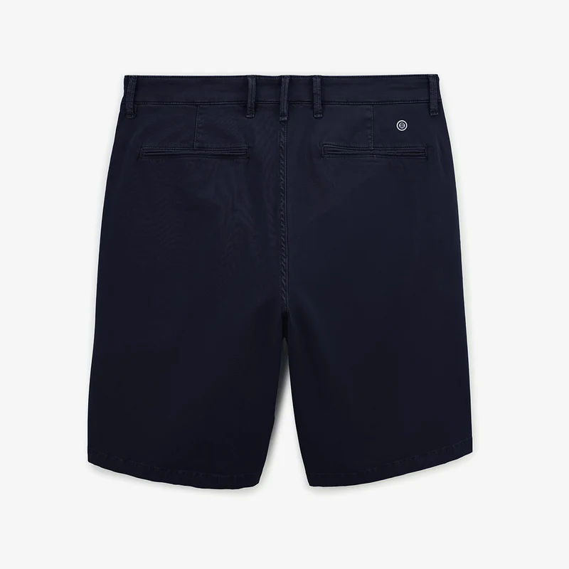 Bermuda 200 coupe droite en coton stretch bleu marine